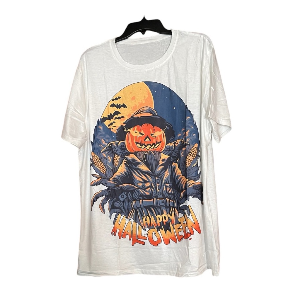 Halloween T-shirt Unisex White With Graphic Men's XL New No Tags Fun Scary